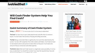 Will Cash Finder System Help You Find Cash? - ivetriedthat