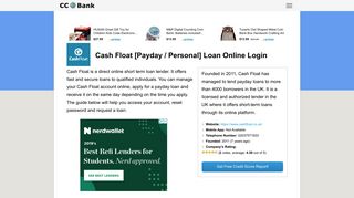 Cash Float [Payday / Personal] Loan Online Login - CC Bank