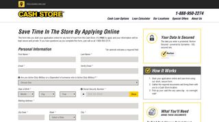 Cash Store Online Loan Application