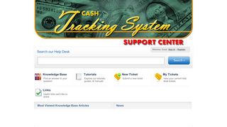 Cash Tracking System Support Center