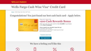 Cash Wise Visa® Card | Wells Fargo