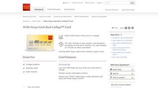 Cash Back Credit Card for College Students – Wells Fargo