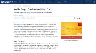 Wells Fargo Cash Wise Visa Card Review | U.S. News