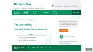 Cash Back Plus World Mastercard® | Apply Now | Citizens Bank