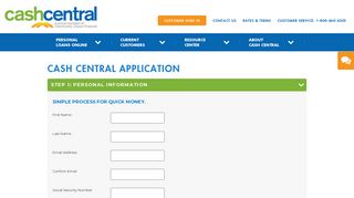 Customer Application - Online Loans and Short Term ... - Cash Central