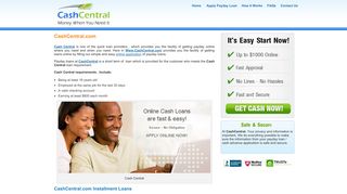 CashCentral.com Login :: Cash Advance & Payday Loans