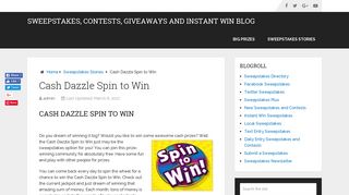 Cash Dazzle Spin to Win - Sweepstakes Advantage