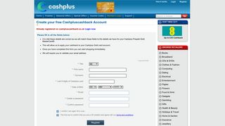 cashpluscashback.co.uk - Member Registration and Login
