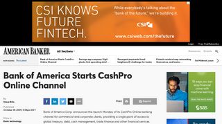Bank of America Starts CashPro Online Channel | American Banker