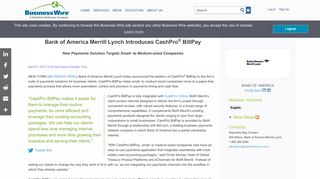 Bank of America Merrill Lynch Introduces CashPro® BillPay | Business ...