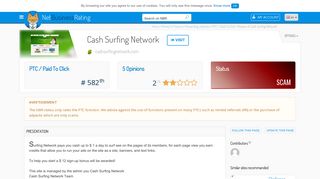 Review of Cash Surfing Network : Scam or legit ? - NetBusinessRating