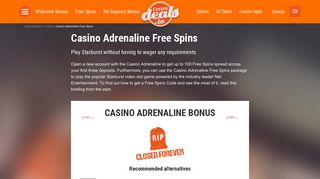Casino Adrenaline Free Spins 01/2019 - 100 + 100 Free Spins