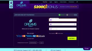 Open an account at Dreams Casino