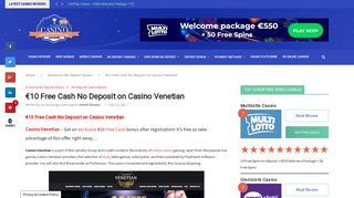 Casino Venetian Exclusive no deposit bonus codes €10 free cash