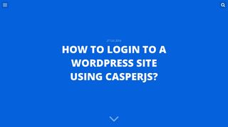 How to login to a WordPress site using CasperJS? - PoAn (Baron)