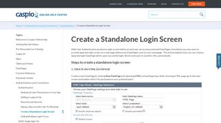 Create a Standalone Login Screen - Caspio Online Help