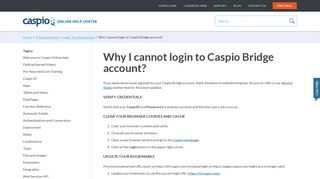 Why I cannot login to Caspio Bridge account? - Caspio Online Help