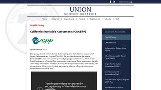 CAASPP Testing - District Departments - Union School District