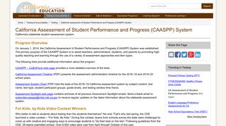 California Assessment of Student Performance and Progress ...