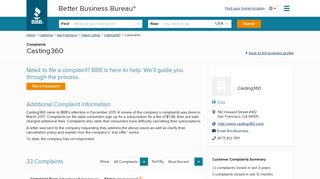 Casting360 | Complaints | Better Business Bureau® Profile