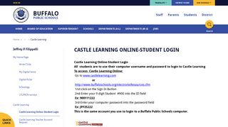 Jeffrey P. Filippelli / Castle Learning Online-Student Login