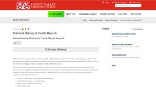 Criminal History & Castle Branch - Trinity Valley Community College