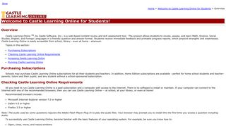 Welcome to Castle Learning Online for Students