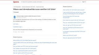 Where can I download the score card for CAT 2016? - Quora