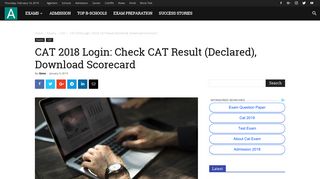 CAT 2018 Login: Check CAT Result (Declared), Download Scorecard