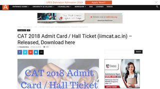 CAT 2018 Admit Card / Hall Ticket (iimcat.ac.in) - Released, Download ...