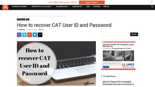 How to recover CAT User ID and Password | AglaSem Admission