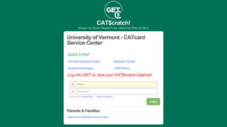 GET - Login - University of Vermont - CATcard Service Center - Cbord