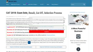 CAT 2018: Result (Announced), Cut Off, Selection Process