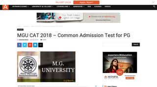 MGU CAT 2018 - Common Admission Test for PG | AglaSem Admission