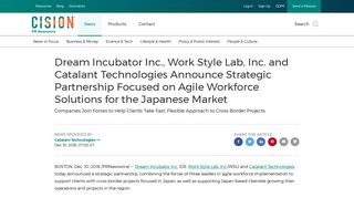 Dream Incubator Inc., Work Style Lab, Inc. and Catalant Technologies ...