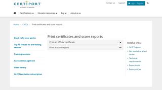 Print certificates and score reports :: Become a test center :: Educator ...