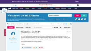 Cater Allen - worth it? - MoneySavingExpert.com Forums