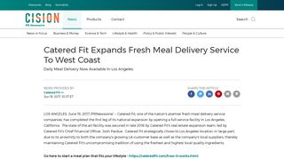 Catered Fit Expands Fresh Meal Delivery Service To West Coast