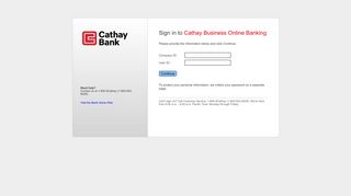 Sign in to Cathay Business Online Banking