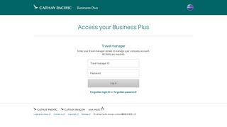 Login page | Travel Manager | Cathay Pacific Business Plus