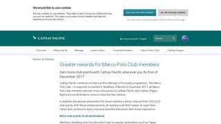 Greater rewards for Marco Polo Club members - Cathay Pacific