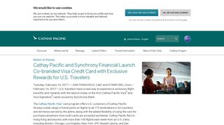Cathay Pacific and Synchrony Financial Launch Co-branded Visa ...
