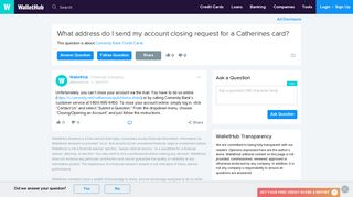 What address do I send my account closing request for a Catherines ...