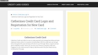 Catherines Credit Card - Login Registration and Online Payment