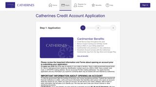 Catherines Credit Card - Catherines Credit Account Application