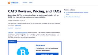 CATS - Customer Reviews, Pricing, Essential Info, FAQS - Betterteam