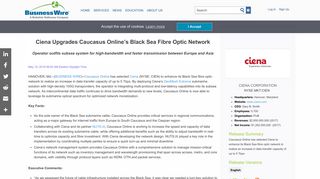 Ciena Upgrades Caucasus Online's Black Sea Fibre Optic Network ...