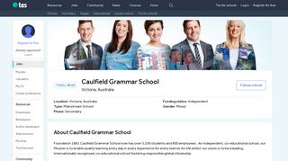 Caulfield Grammar School - Tes Jobs
