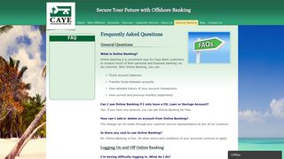 Frequently Asked Questions about Online Banking - Caye ...
