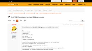 [SOLVED] Registration form and CB Login module - Joomlapolis Forum